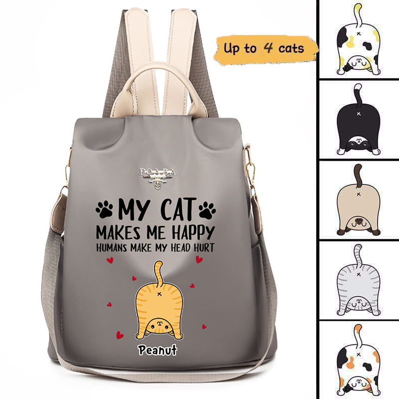 Cat Butts Make Me Happy Personalized Backpack