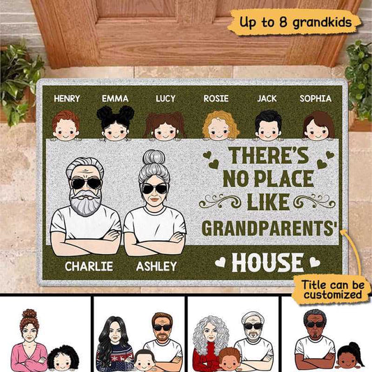 There Is No Place Like Grandparents House With Kids Personalized Doormat