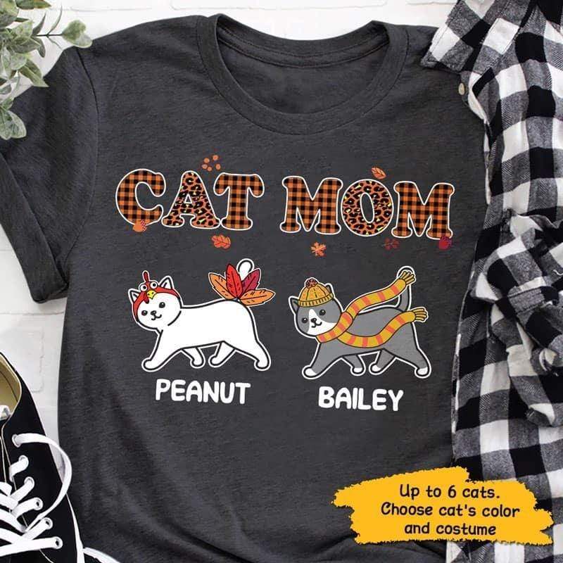 猫のお母さん感謝祭のパーソナライズされたシャツ