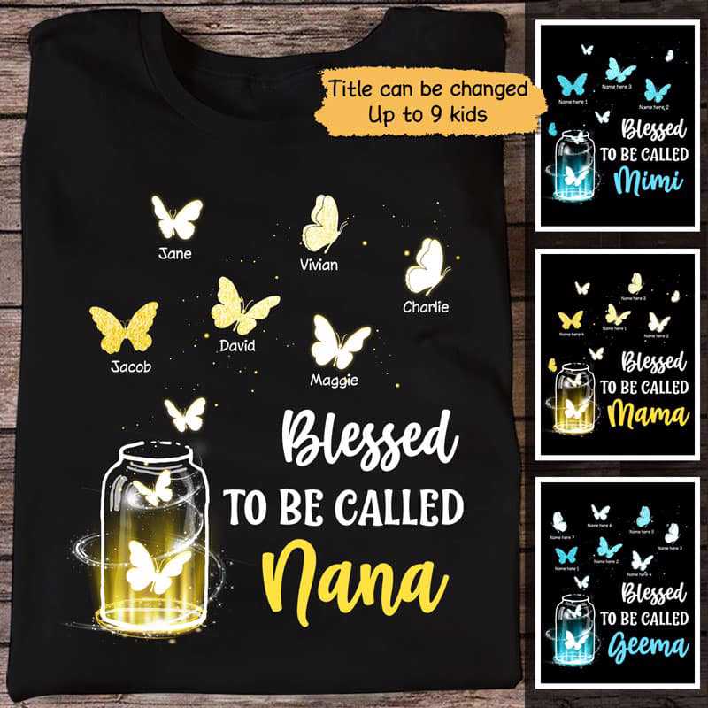 Grandma Butterflies Jar Personalized Shirt
