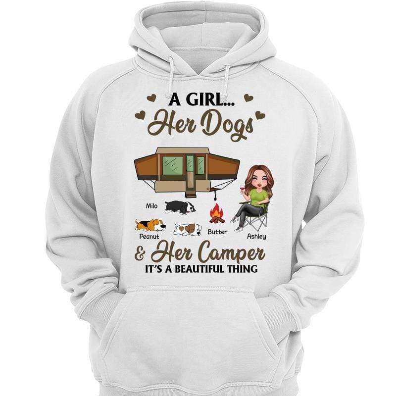 Doll Girl And Her Dogs Camping Personalized Hoodie Sweatshirt
