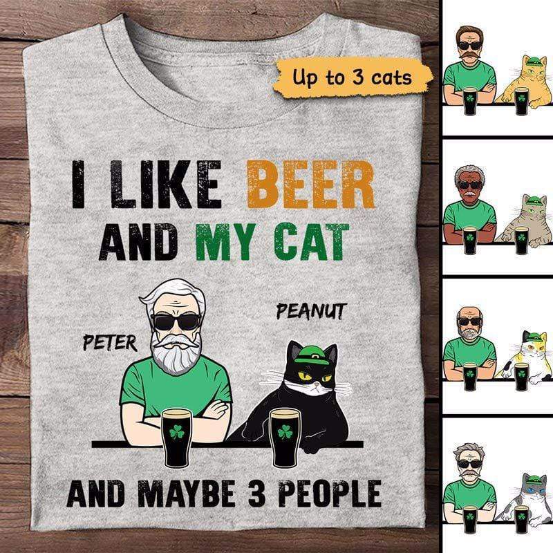 猫ビール 3 人聖パトリックの日パーソナライズ シャツ