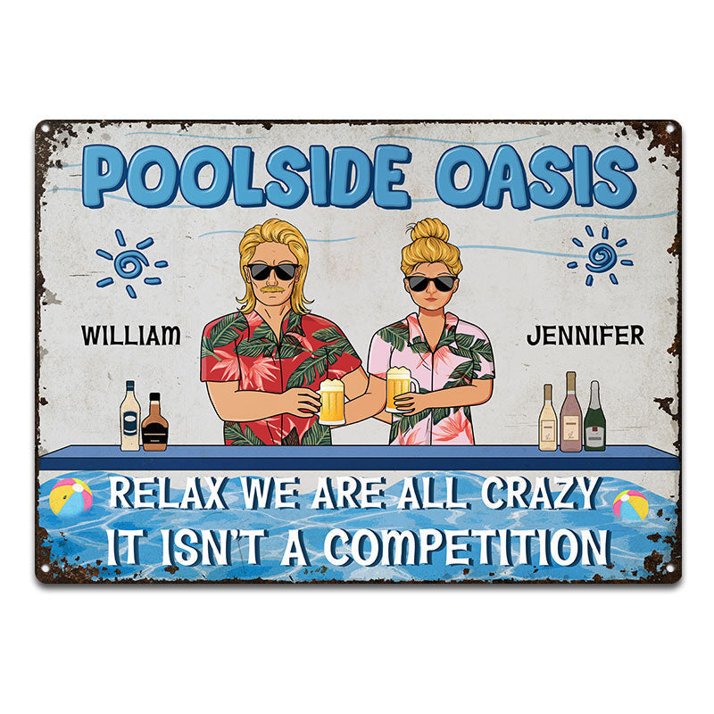 Family Couple We Are All Crazy - Personalized Custom Classic Metal Signs