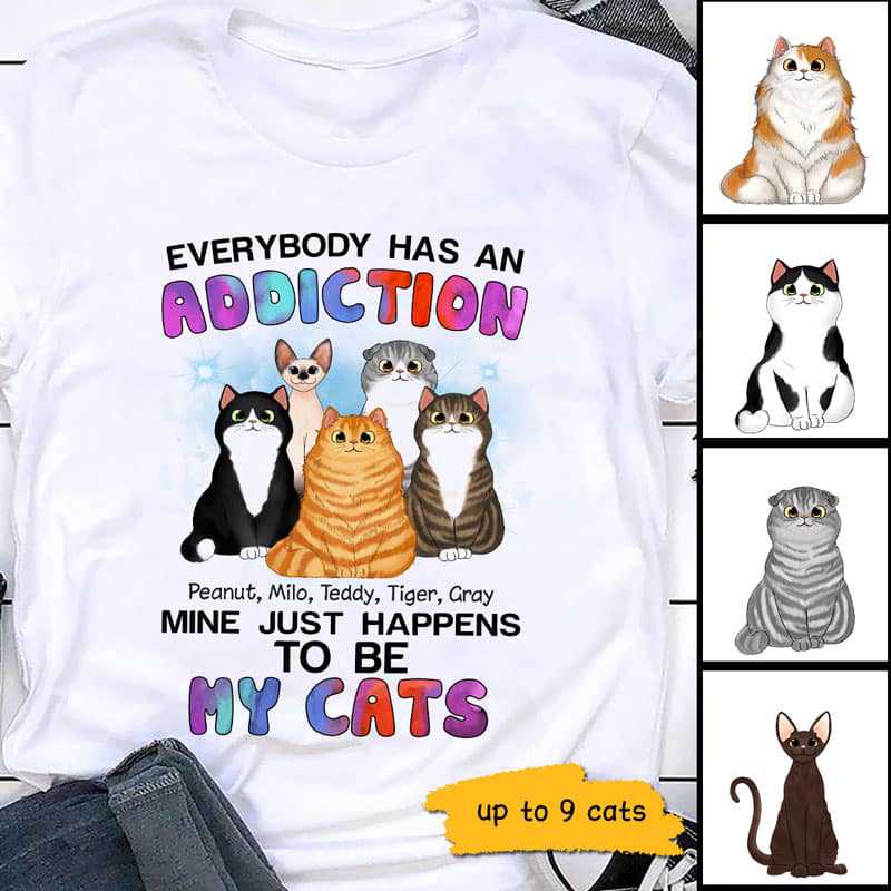 My Addiction Fluffy Cats Personalized Shirt