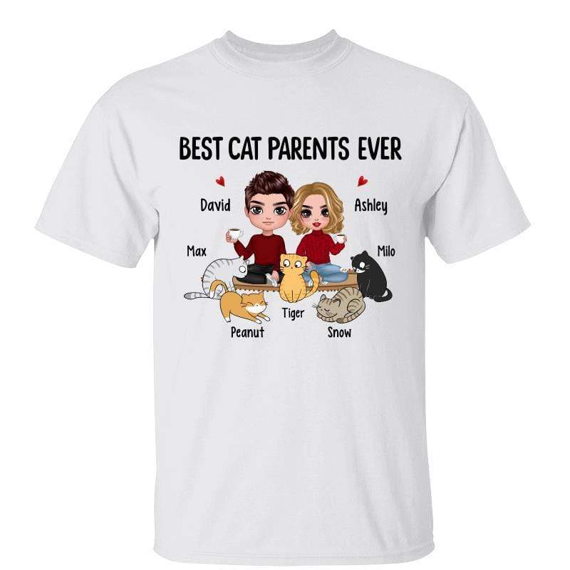 Best Cat Mom Cat Dad Doll Couple &amp; Cat Personalized Shirt
