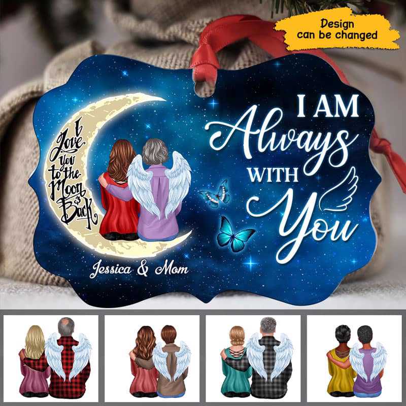 Always With You Moon Butterfly Personalized Christmas Ornament