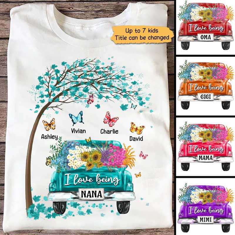 Grandma Truck Butterflies Personalized Shirt