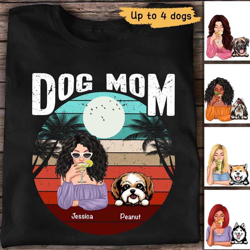 Summer Dog Mom Retro Personalized Shirt