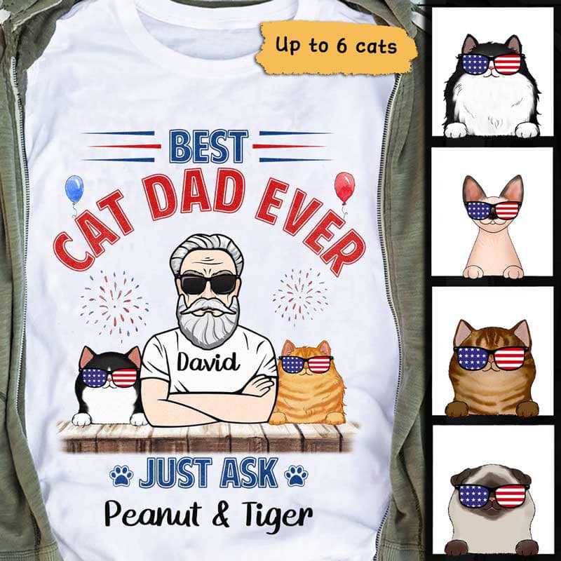 Best Cat Dad 4th Of July Independence Day Personalized Shirt