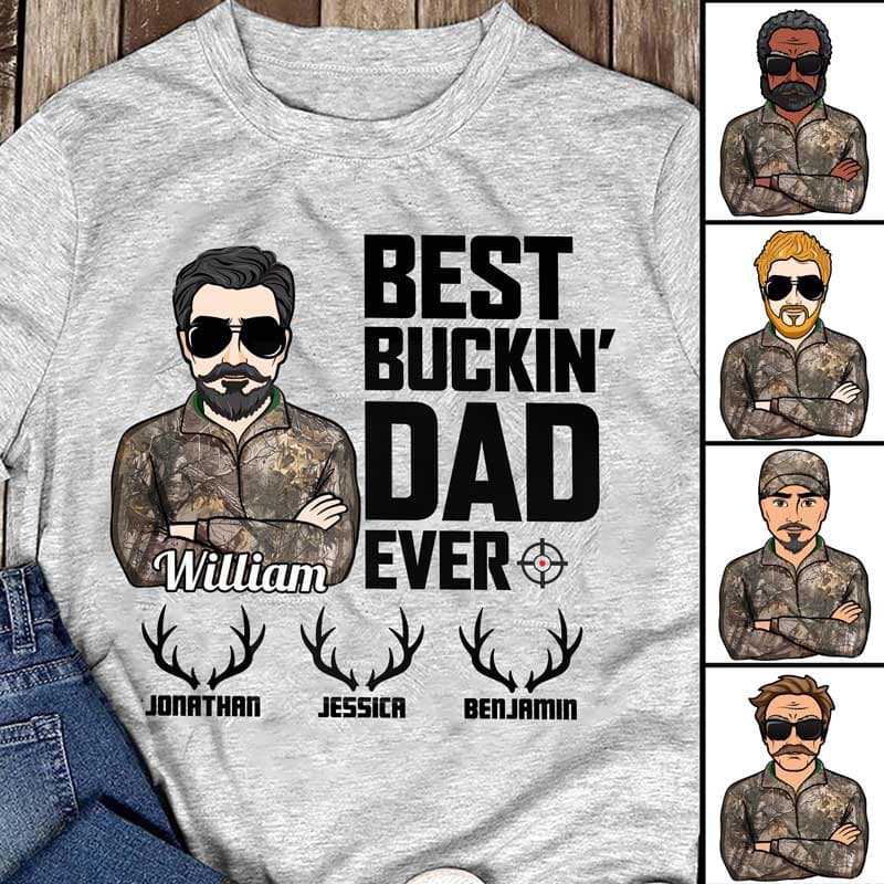 Best Buckin‘ Dad Grandpa Hunting Personalized Shirt