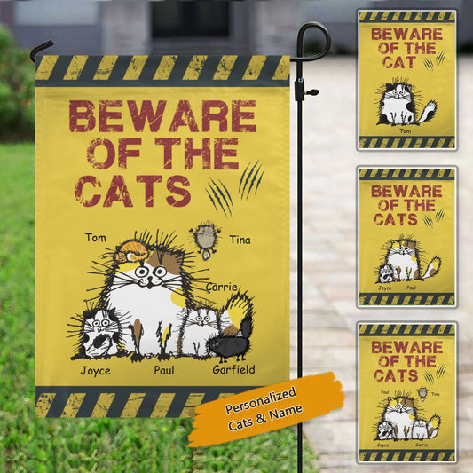 Beware Of The Cats Personalized Cat Decorative Garden Flags