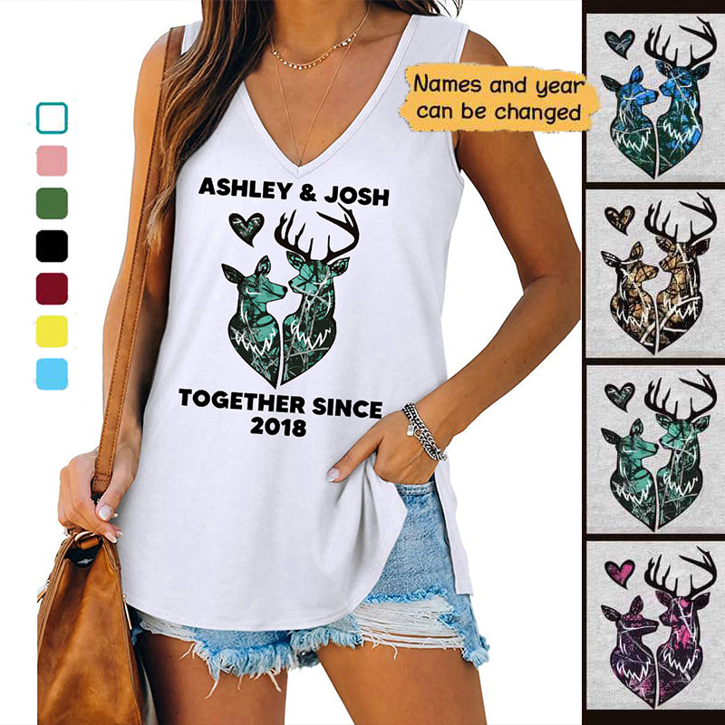 Hunting Couple Together Since Personalized Women Tank Top V Neck Casual Flowy Sleeveless