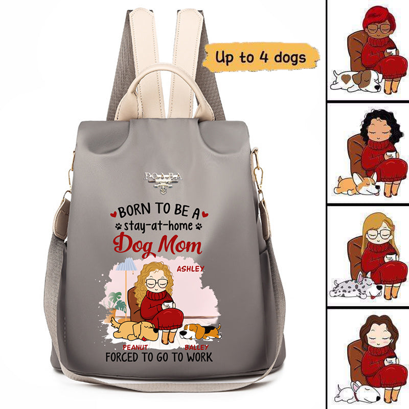 Chibi Girl Stay-At-Home Dog Mom Personalized Backpack