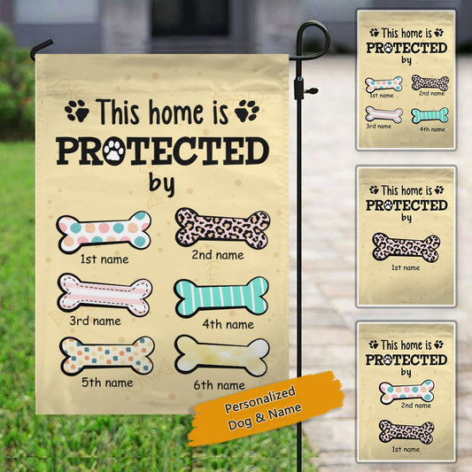 This Home Is Protected Dog パーソナライズされた犬の装飾的な庭の旗