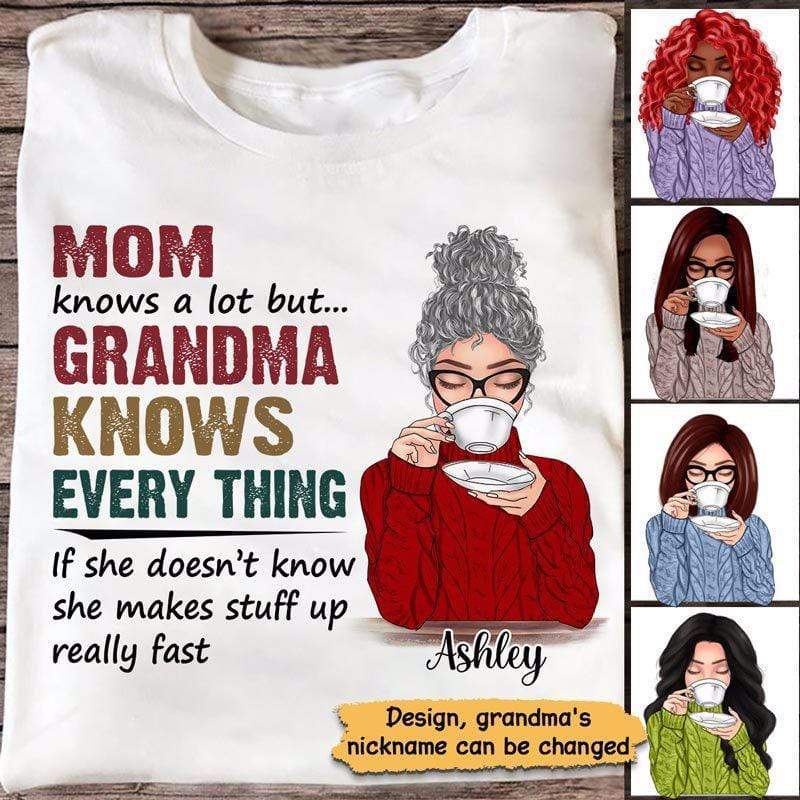 Grandma Knows Everything Retro Personalized Shirt