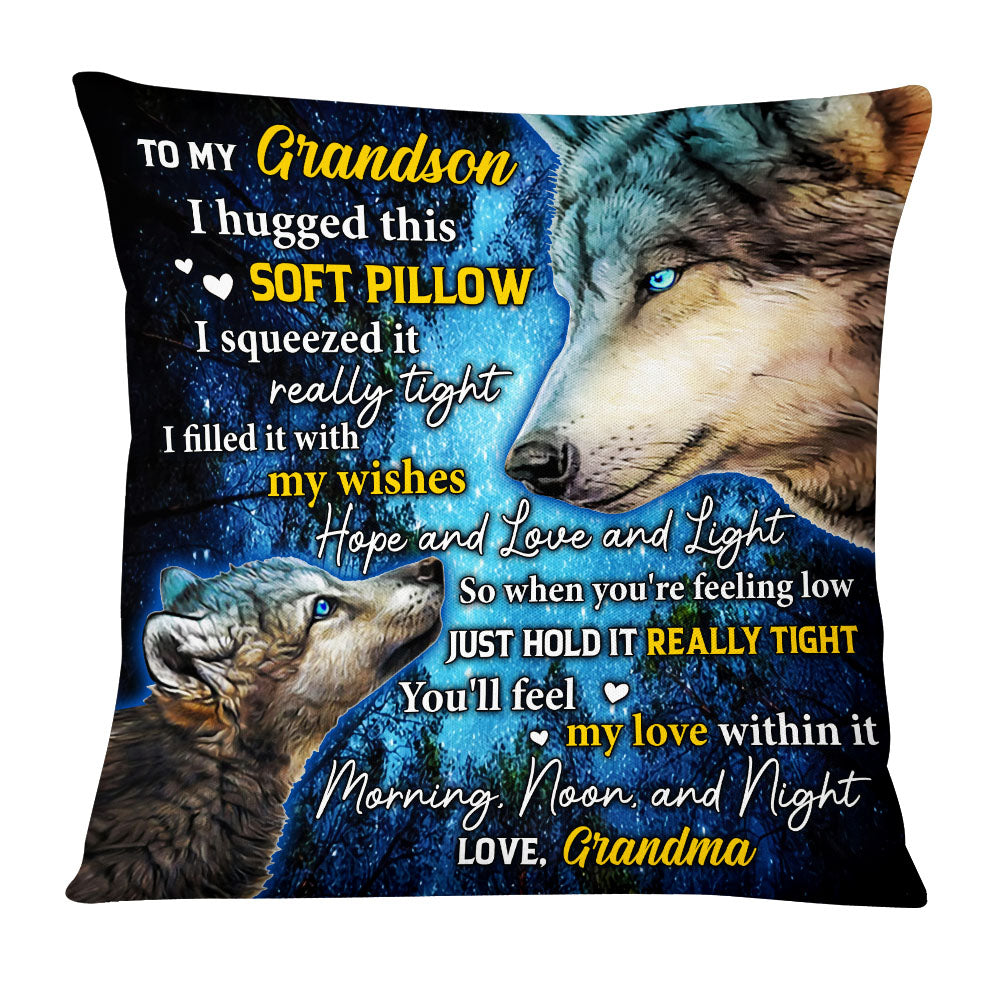 Personalized Wolf Mom Grandma Daughter Granddaughter Son Grandson Hug This Pillow