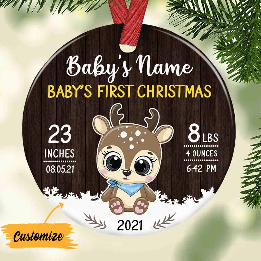 Personalized Baby First Christmas Circle Ornaments