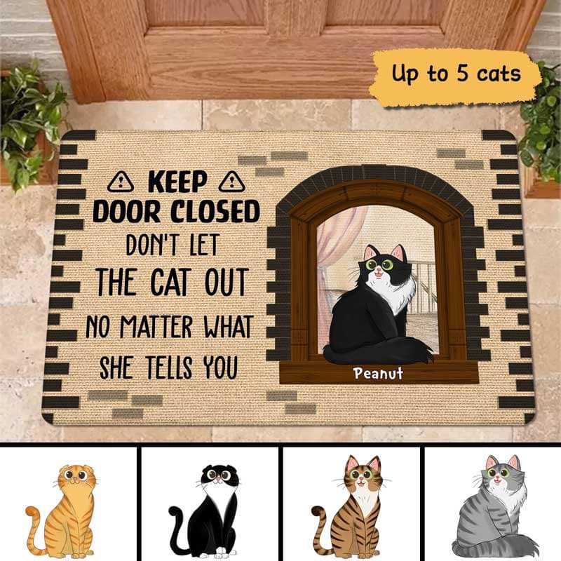 Don‘t Let The Cats Out Personalized Doormat