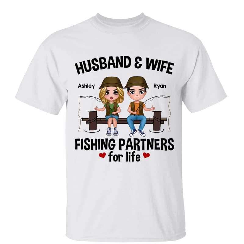 人形釣りのカップルのパーソナライズされたシャツ