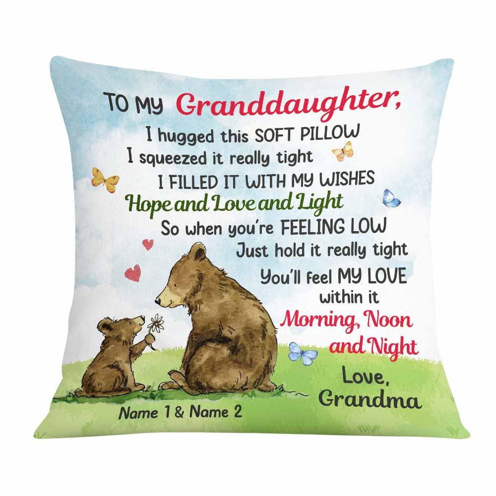 Personalized Granddaughter Daughter Grandson Son Hug This Polyester Linen Pillow