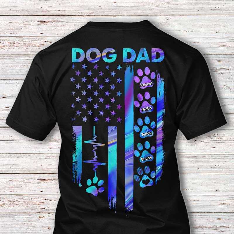 Dog Mom Dad Flag Paw Dog Lover ギフト パーソナライズ シャツ