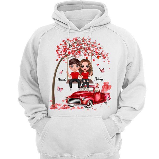 Doll Couple On Swing Valentine Gift For Him For Her Couple Personalized Hoodie Sweatshirt