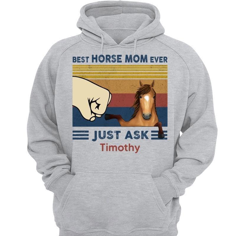 Best Horse Mom Punch Hand Personalized Hoodie スウェットシャツ