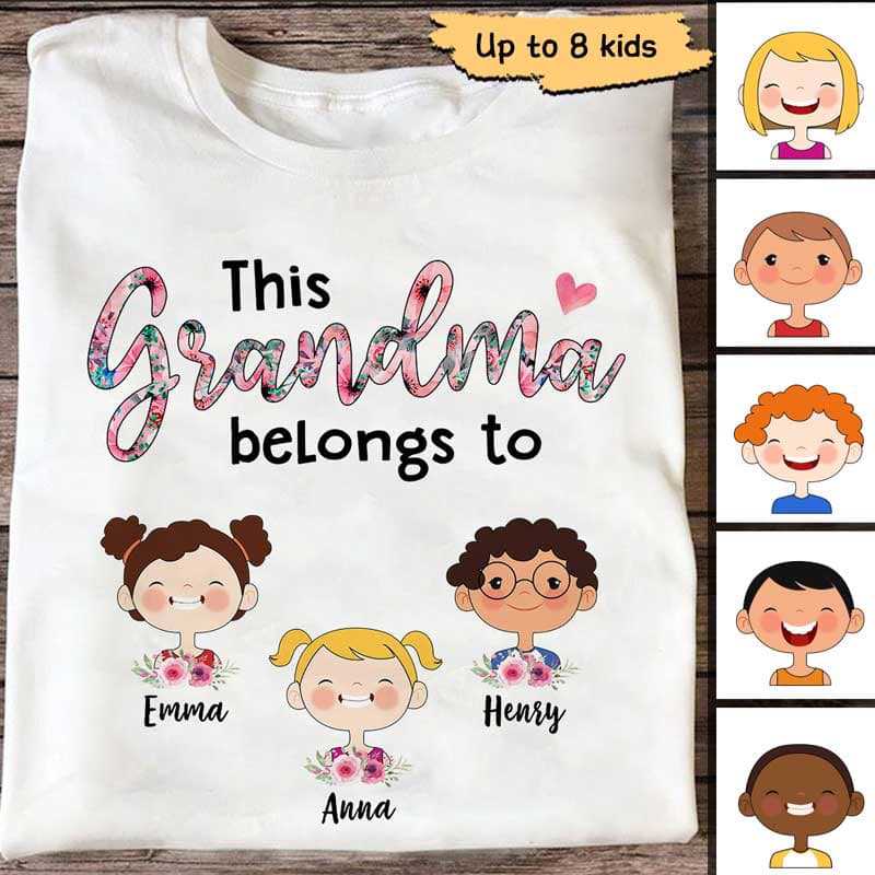Floral Grandma Belongs To Cute Kids Personalized Shirt