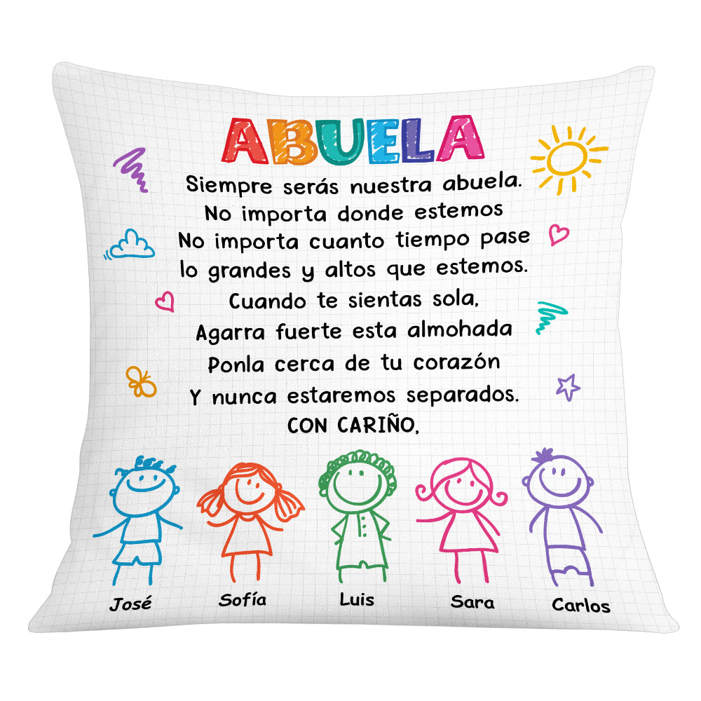 Personalized Mom Grandma Spanish Abuela Mamá Drawing Pillow