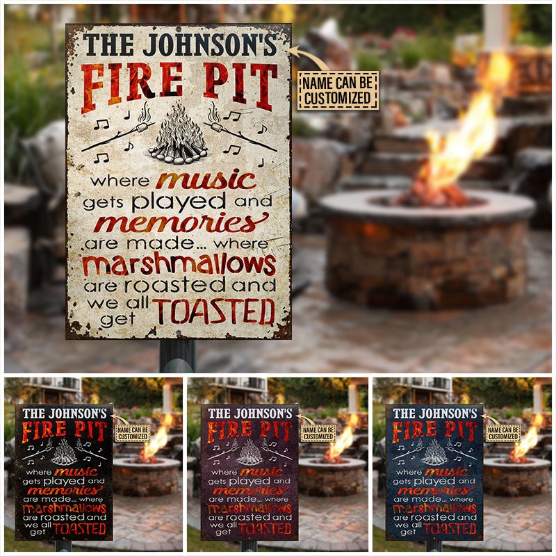 Personalized Camping Fire Pit Get Toasted Color Customized Classic Metal Signs