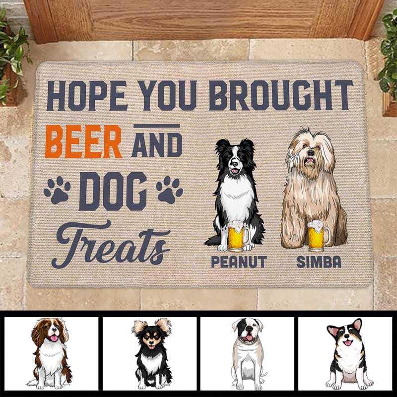 Brought Beer And Dog Treats Personalized Doormat