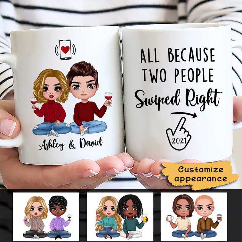 Doll Couple Swiped Right Online Dating Tinder Bumble Personalized Mug