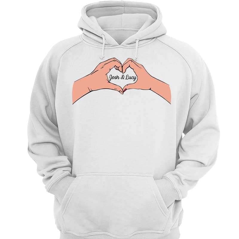 Couple Heart Hands Valentine‘s Day Gift for Him for Her Personalized Hoodie Sweatshirt
