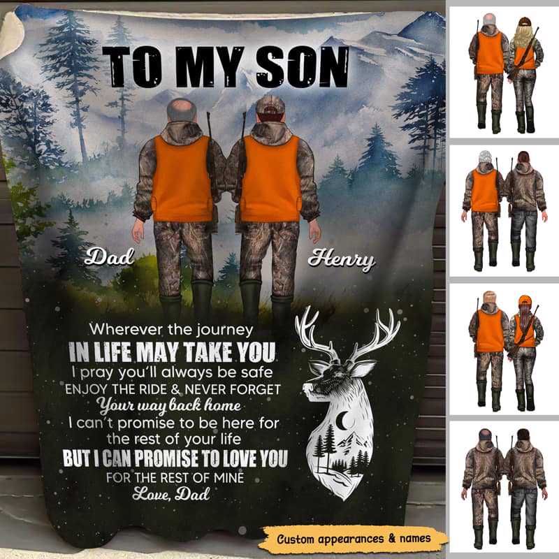 To My Son Daughter From Dad Hunting Gift Personalized Fleece Blanket