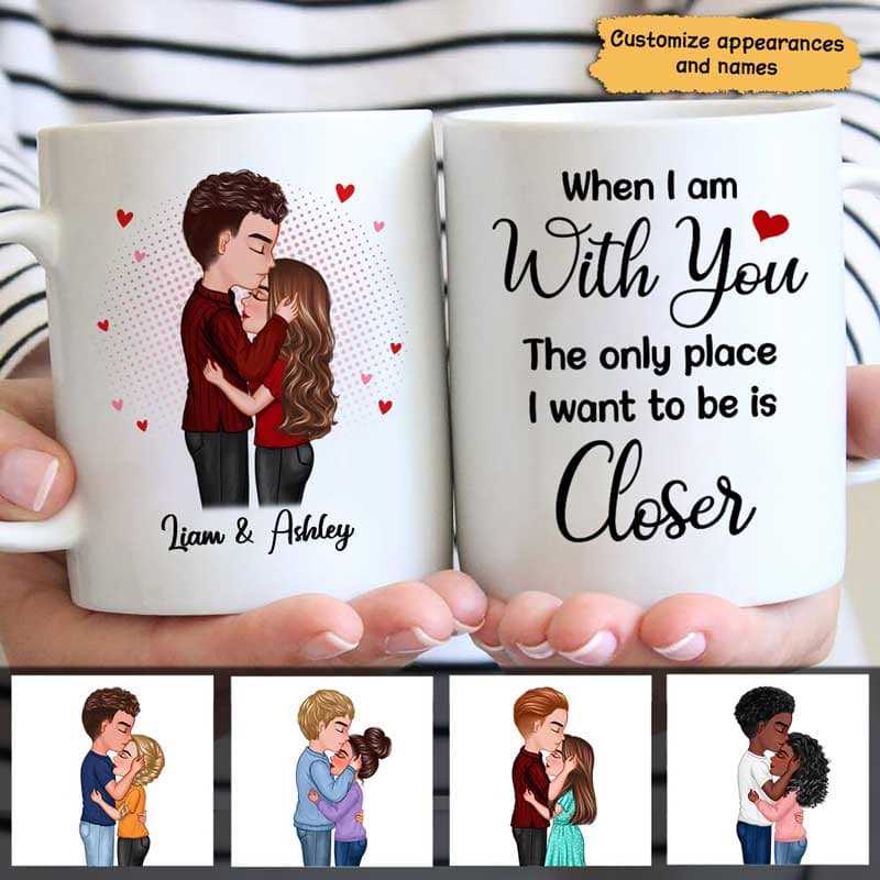Doll Couple Kissing Romantic Valentine‘s Day Gift For Him For Her Personalized Mug