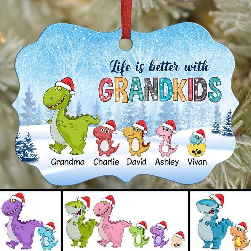 Dinosaur Better With Grandkids Personalized Christmas Ornament (Only Grandpa or Grandma)