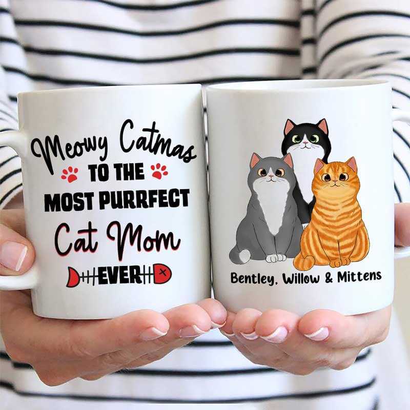 Meowy Catmas Cat Dad Mom Personalized Mug