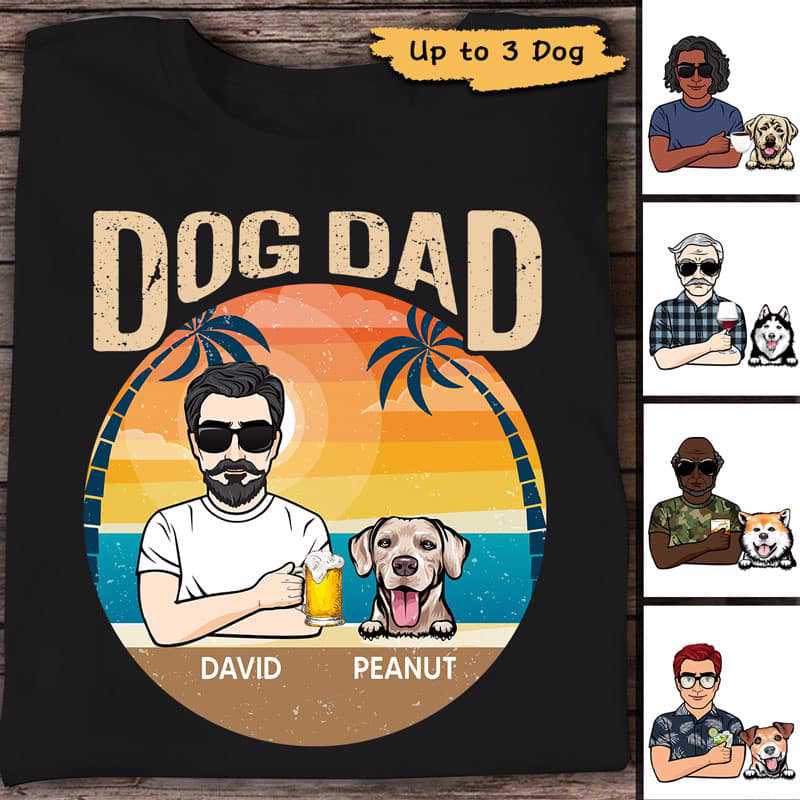 夏のレトロな犬のお父さんのパーソナライズされたシャツ