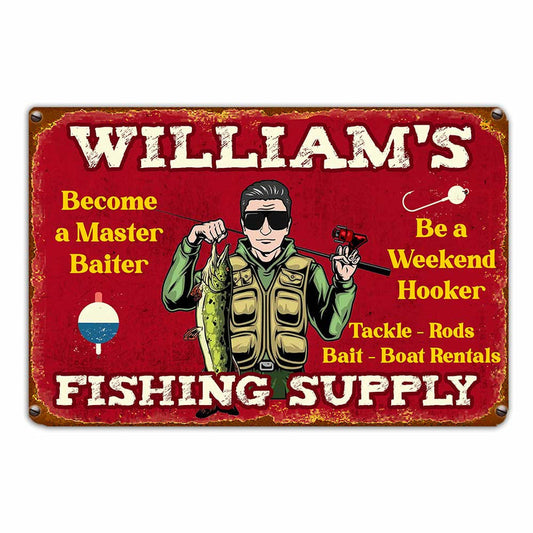 Dear Dad Grandpa Husband Fishing Metal Sign