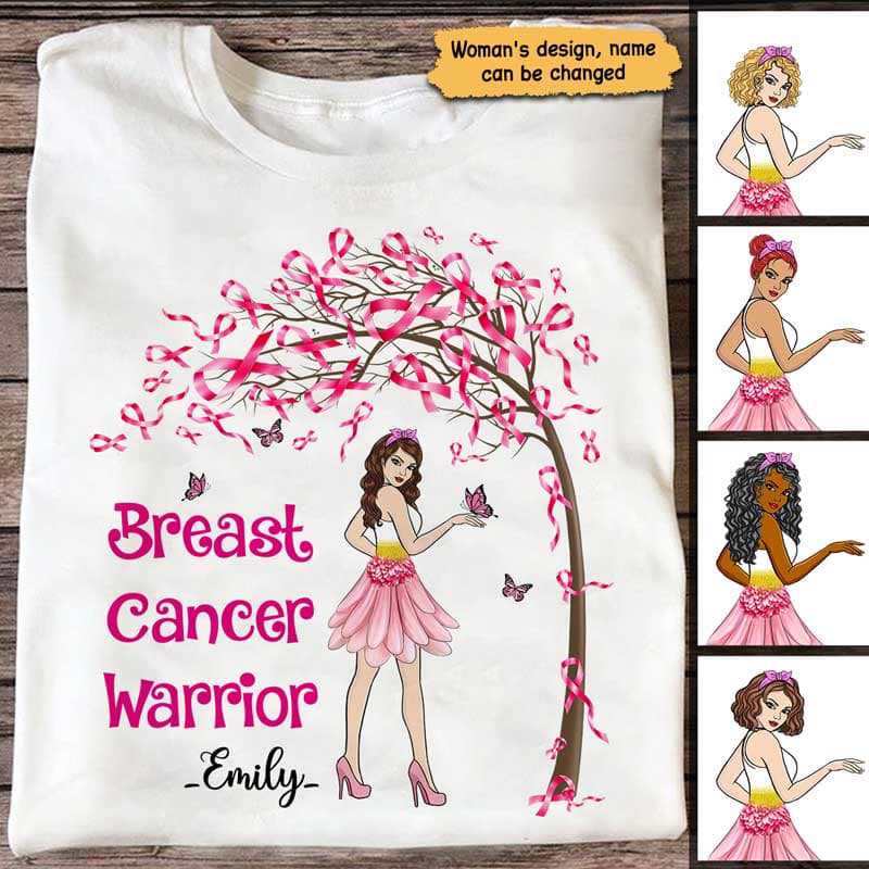 Breast Cancer Ribbon Tree Flower Dress Girl Personalized Shirt