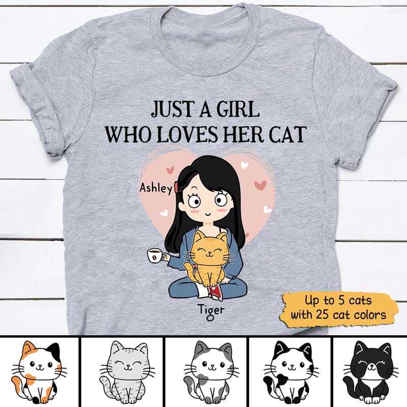 猫を愛する少女 パーソナライズされたシャツ