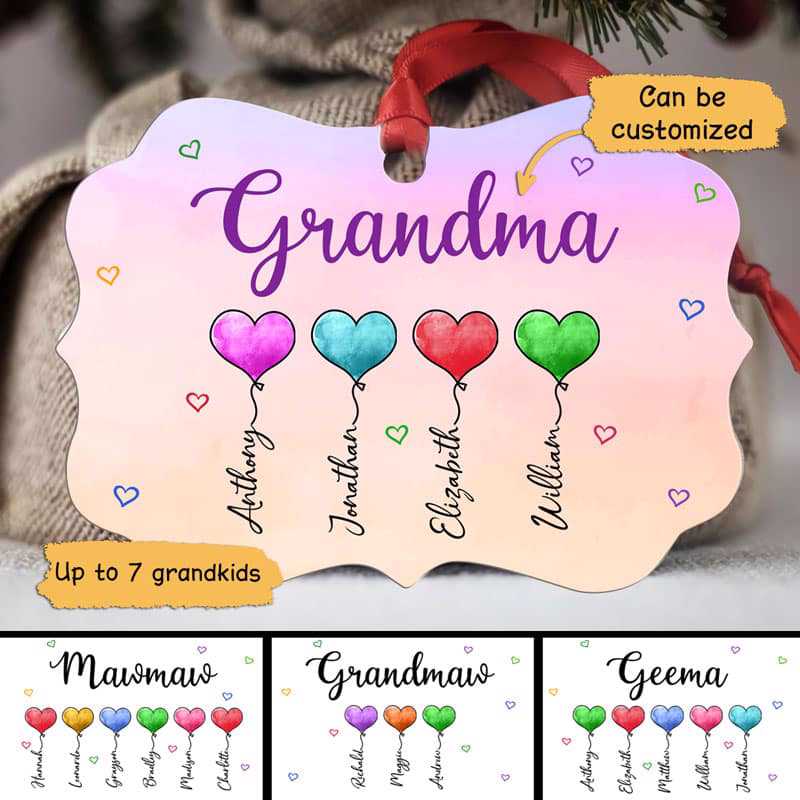 Heart Balloon Favorite People Call Me Grandma Personalized Christmas Ornament