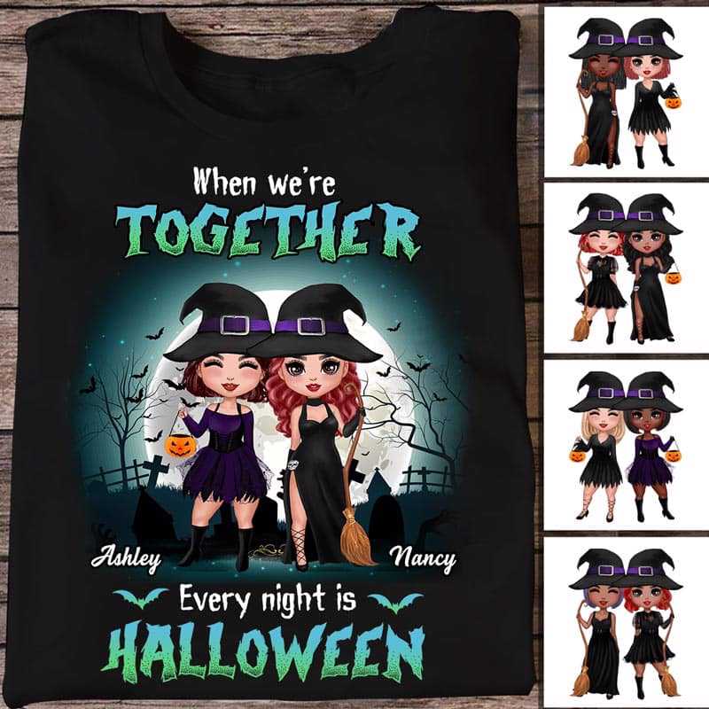 Besties Every Night Is Halloween Personalized Shirt