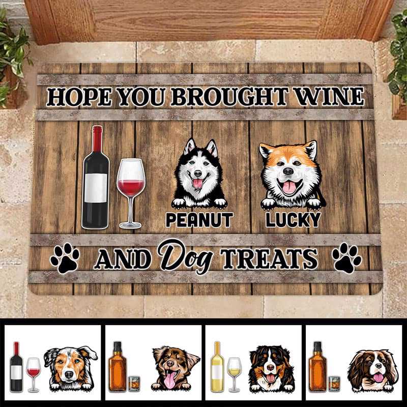 Brought Wine Dog Treats ワインバレルパターン パーソナライズドアマット