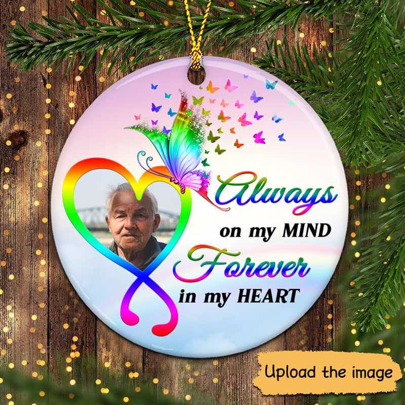 Forever In My Heart Photo Memorial Personalized Circle Ornament