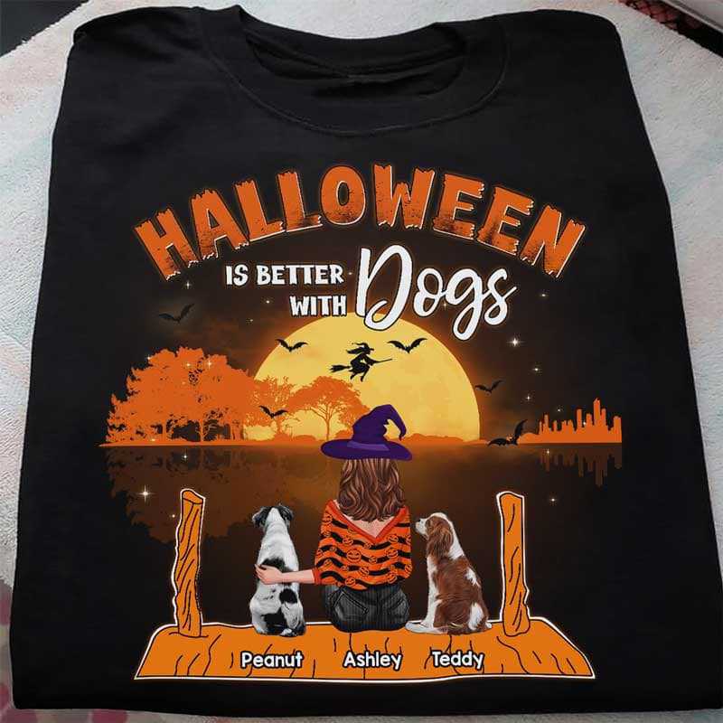 Halloween Dog Mom & Dog On Bridge Personalized Shirt