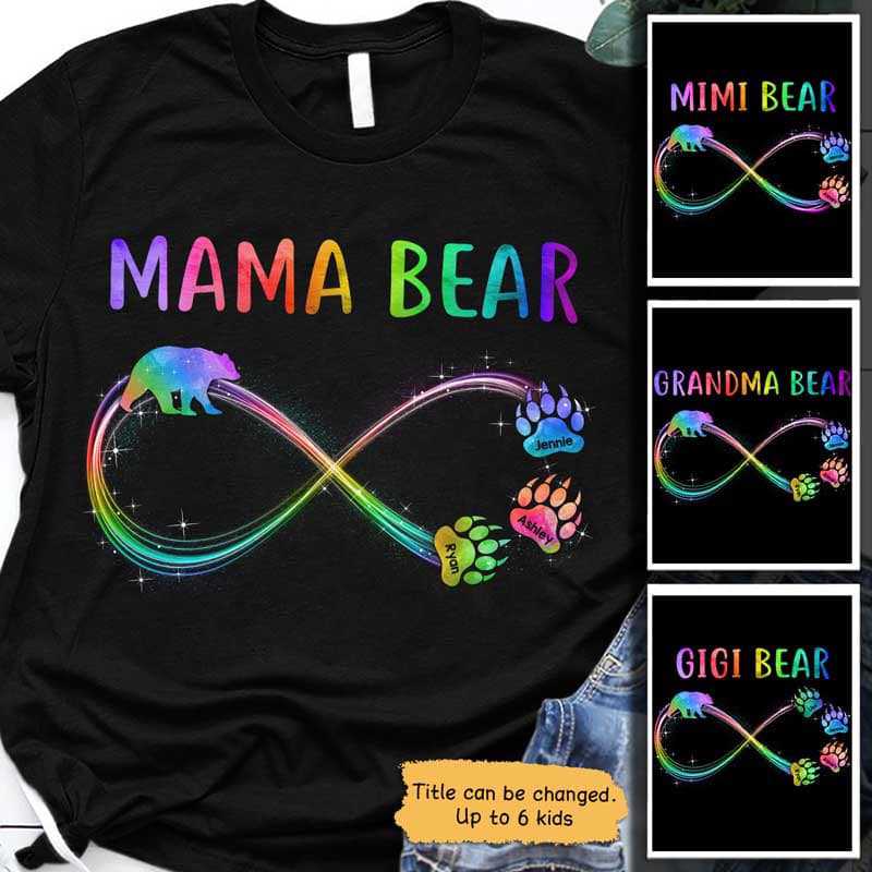Mama Bear Grandma Bear Infinity パーソナライズシャツ
