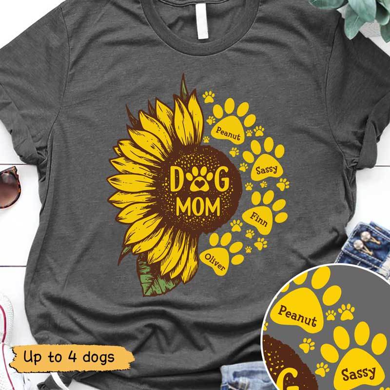 Sunflower Dog Mom Personalized Dog Mom Shirt