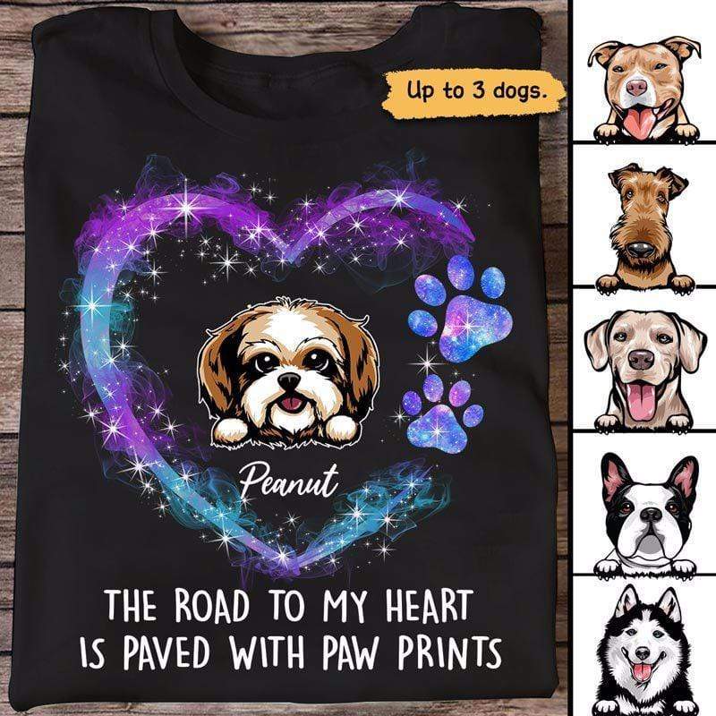 Colorful Heart Paved With Paw Prints Personalized Shirt