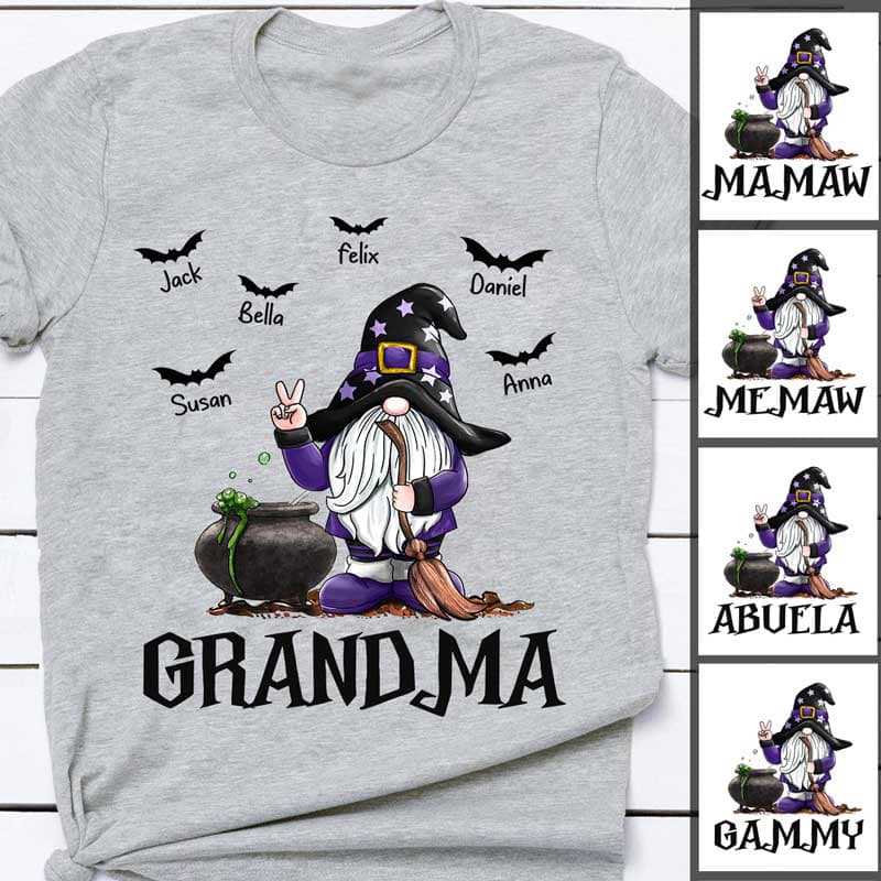 Witch Gnome Grandma Halloween Personalized Shirt